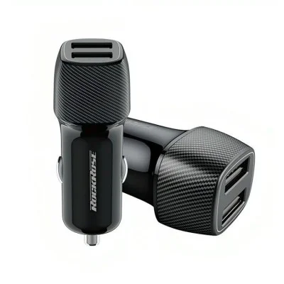 Rockrose Safari P2 Dual Port 12W Max Car Charger&ndash; Black